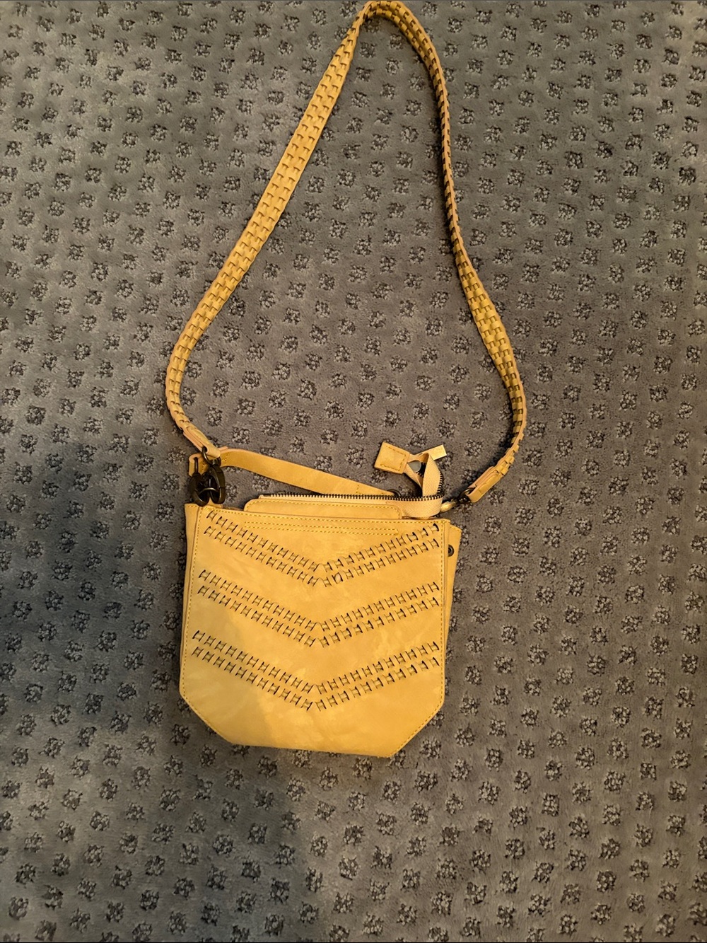 Anthropologie Mustard Yellow Woven Crossbody Bag
